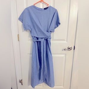 Lea & Viola dress, light blue with white stripes. NWOT. Size S